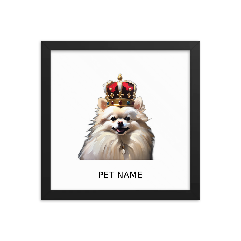 PugMug Custom White Pomeranian Framed Print with Your Pet’s Name