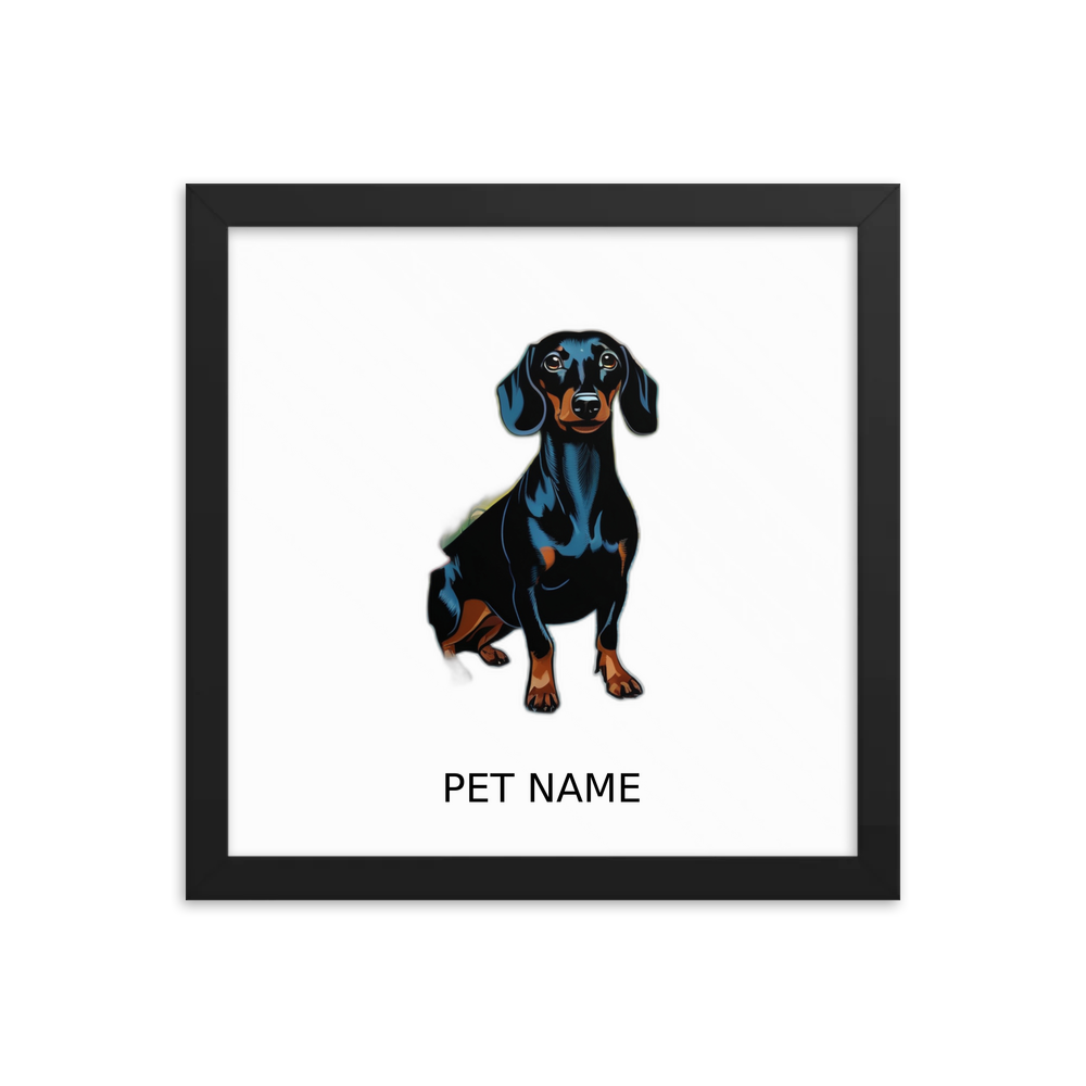PugMug Custom Black Dachshund Framed Print with Your Pet’s Name