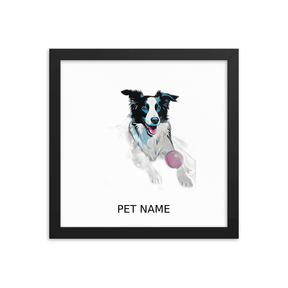 PugMug Custom Border Collie Framed Print with Your Pet’s Name