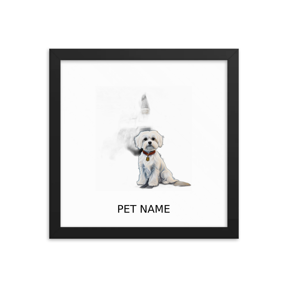 PugMug Custom Maltese Dog Framed Print with Your Pet’s Name