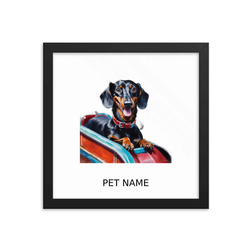 PugMug Custom Black Dachshund Framed Print with Your Pet’s Name