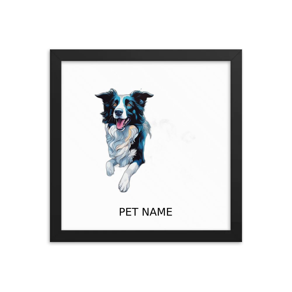 PugMug Custom Border Collie Framed Print with Your Pet’s Name