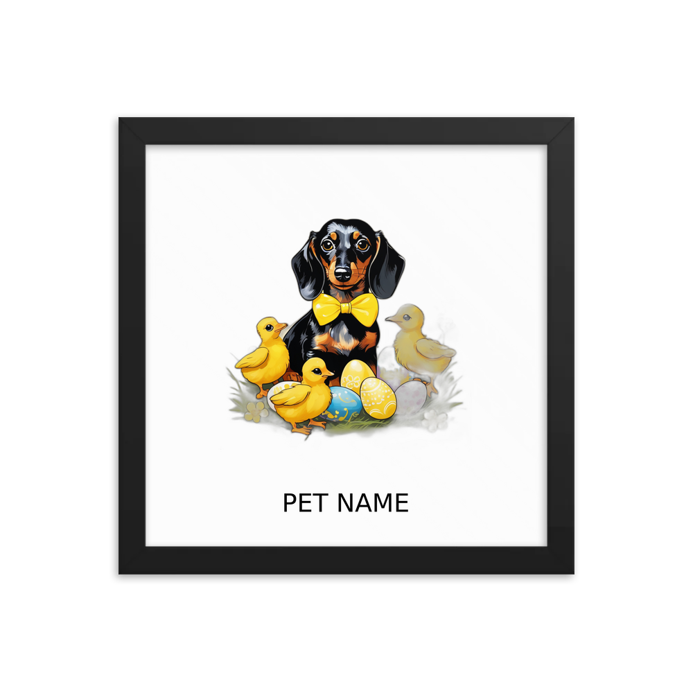 PugMug Custom Black Dachshund Framed Print with Your Pet’s Name