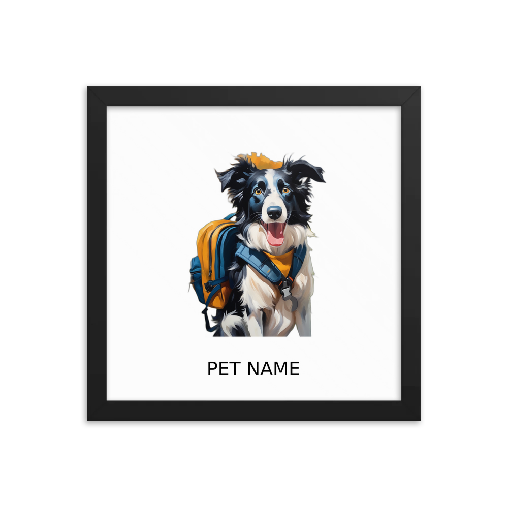 PugMug Custom Border Collie Framed Print with Your Pet’s Name