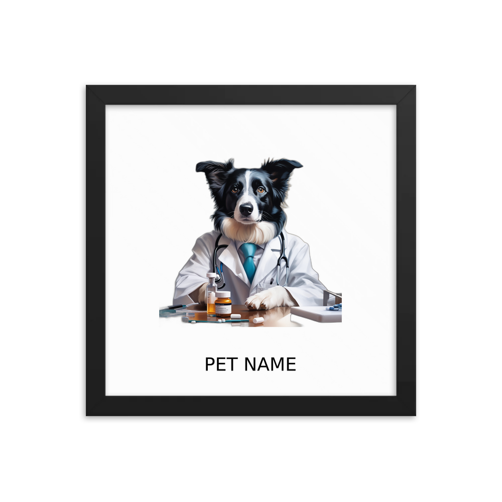 PugMug Custom Border Collie Framed Print with Your Pet’s Name