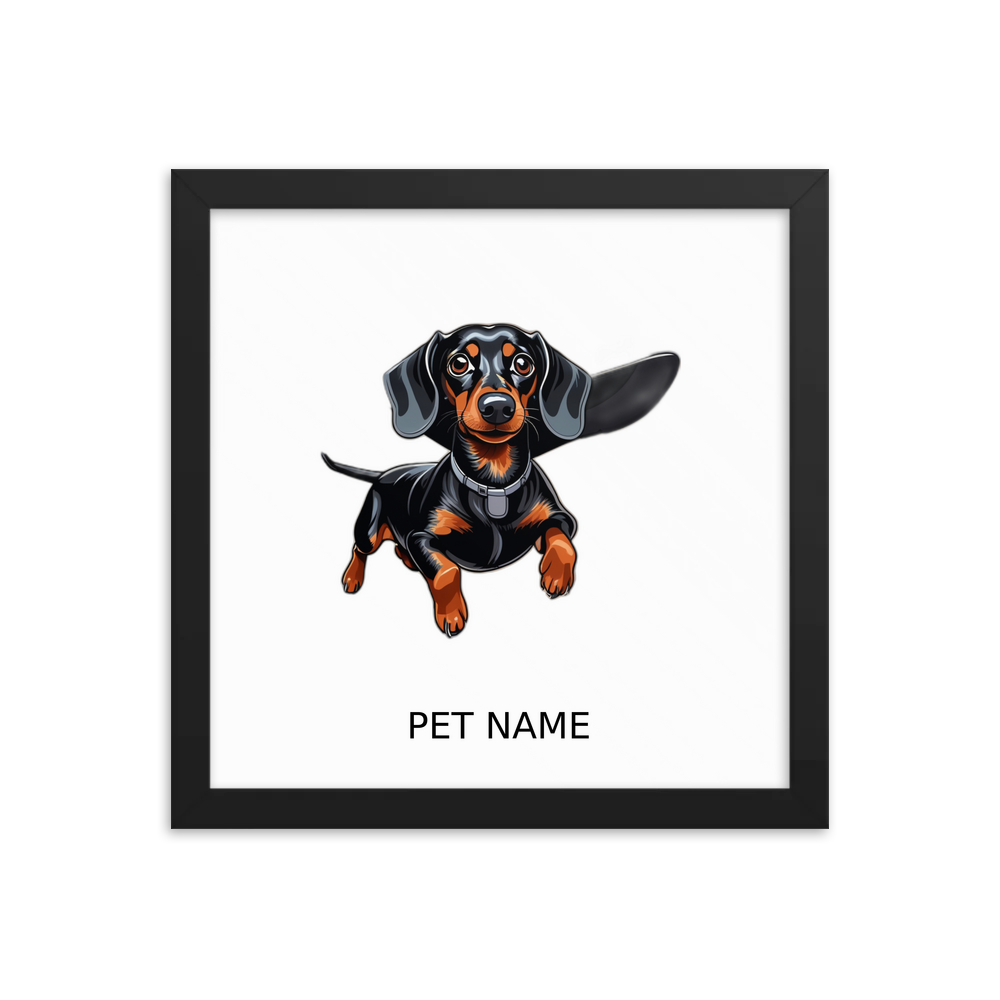 PugMug Custom Black Dachshund Framed Print with Your Pet’s Name