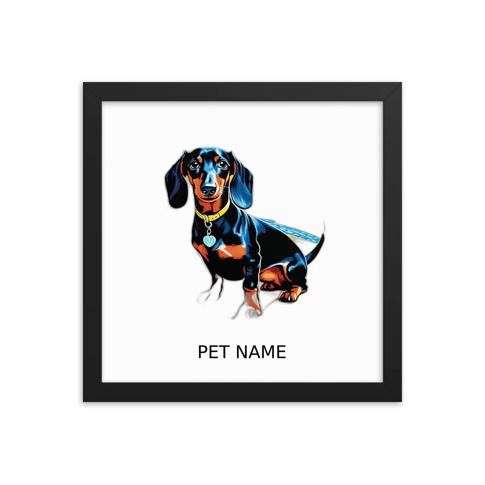 PugMug Custom Black Dachshund Framed Print with Your Pet’s Name