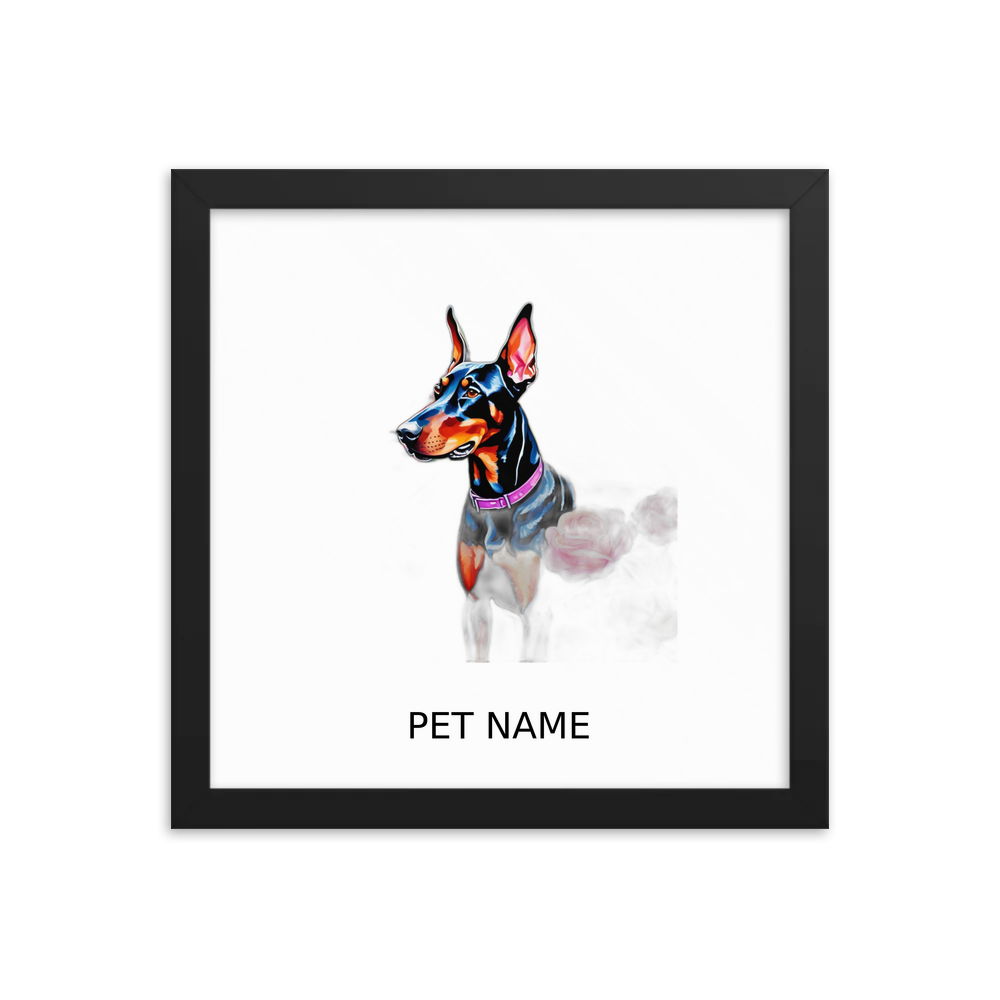 PugMug Custom Doberman Pinscher Framed Print with Your Pet’s Name