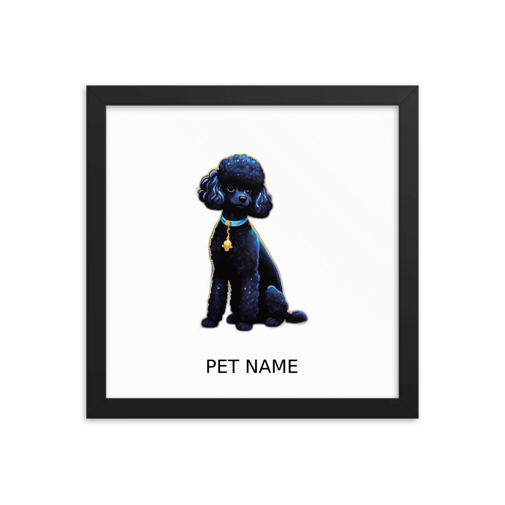 PugMug Custom Black Poodle Framed Print with Your Pet’s Name