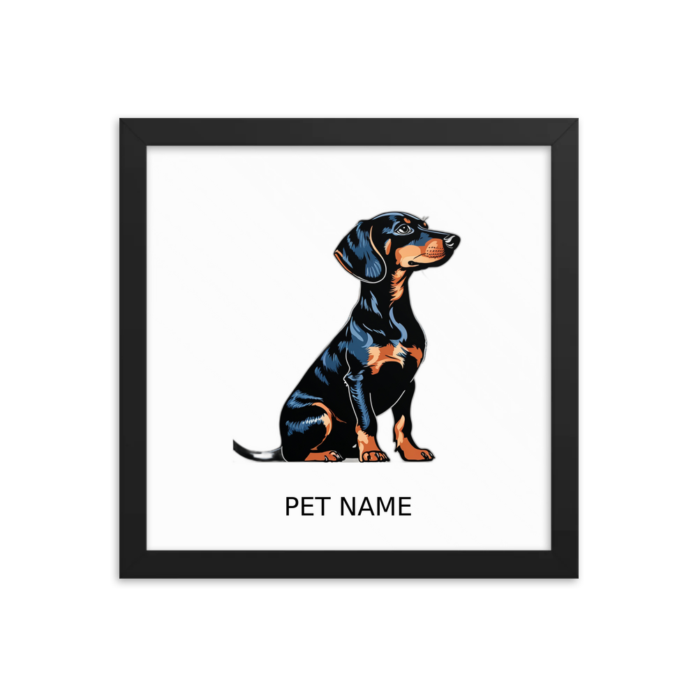 PugMug Custom Black Dachshund Framed Print with Your Pet’s Name