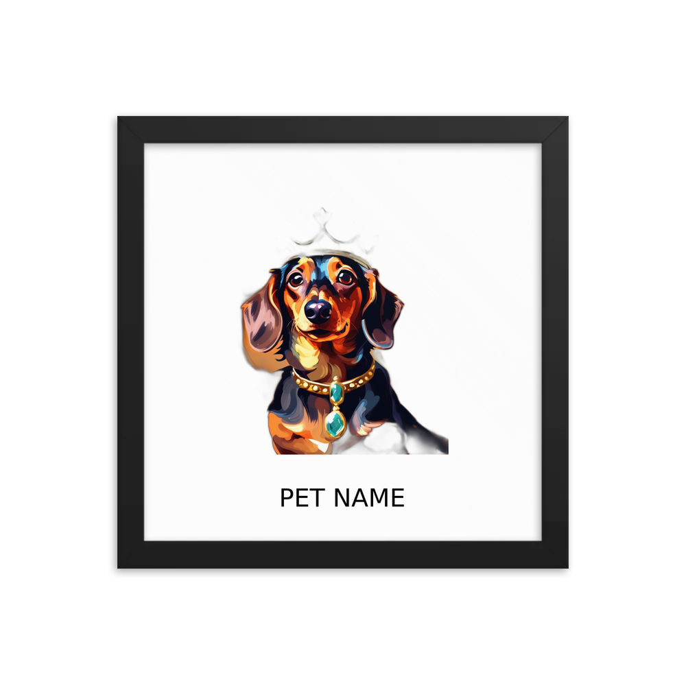 PugMug Custom Tan Dachshund Framed Print with Your Pet’s Name