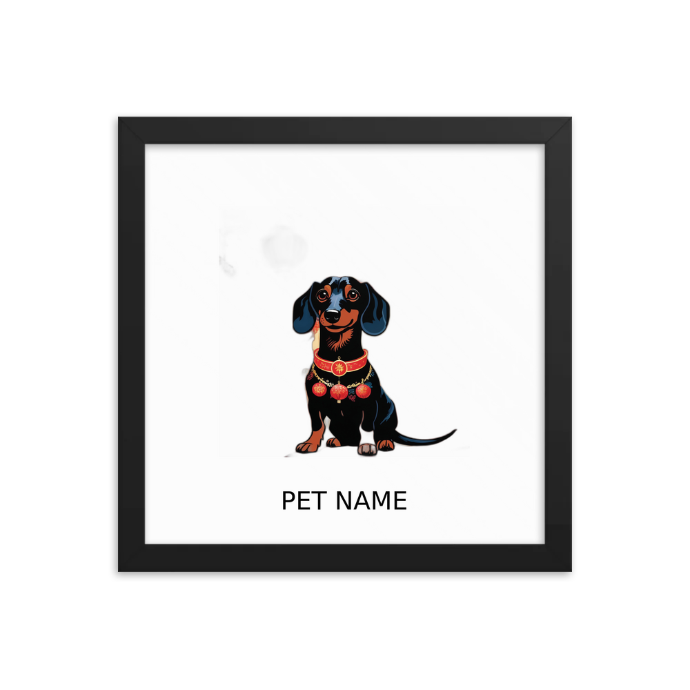 PugMug Custom Black Dachshund Framed Print with Your Pet’s Name