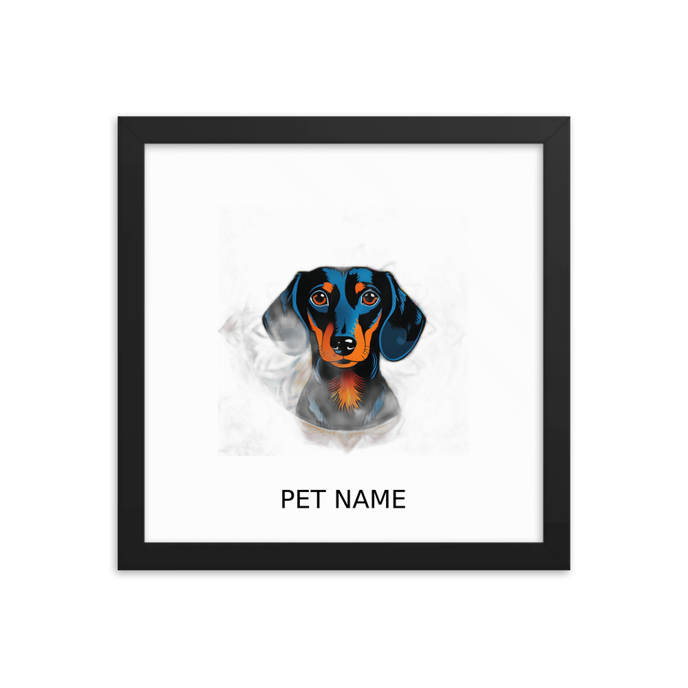 PugMug Custom Black Dachshund Framed Print with Your Pet’s Name