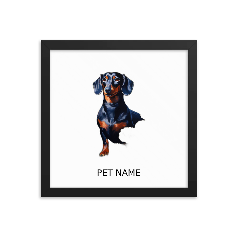 PugMug Custom Black Dachshund Framed Print with Your Pet’s Name