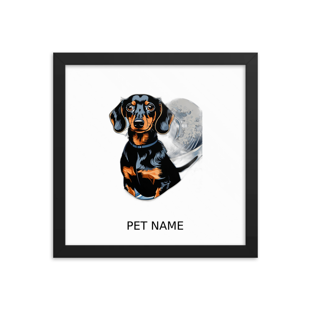 PugMug Custom Black Dachshund Framed Print with Your Pet’s Name
