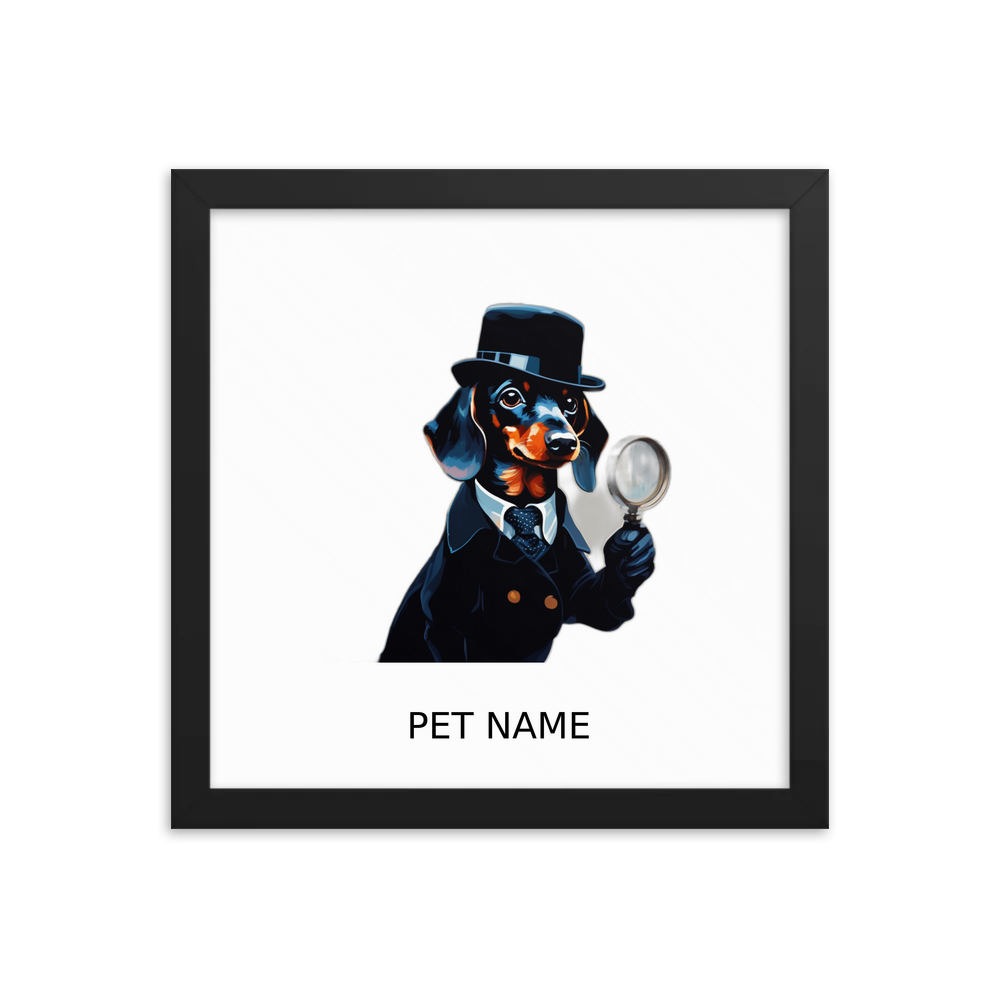 PugMug Custom Black Dachshund Framed Print with Your Pet’s Name