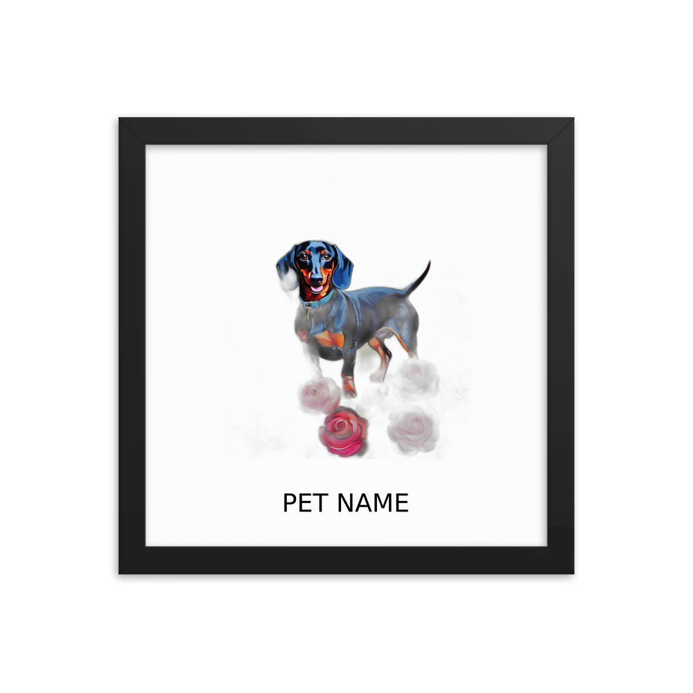 PugMug Custom Black Dachshund Framed Print with Your Pet’s Name