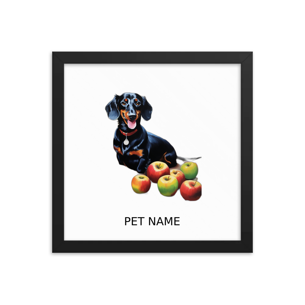 PugMug Custom Black Dachshund Framed Print with Your Pet’s Name