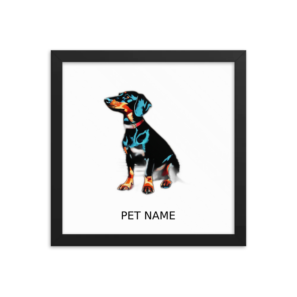 PugMug Custom Black Dachshund Framed Print with Your Pet’s Name