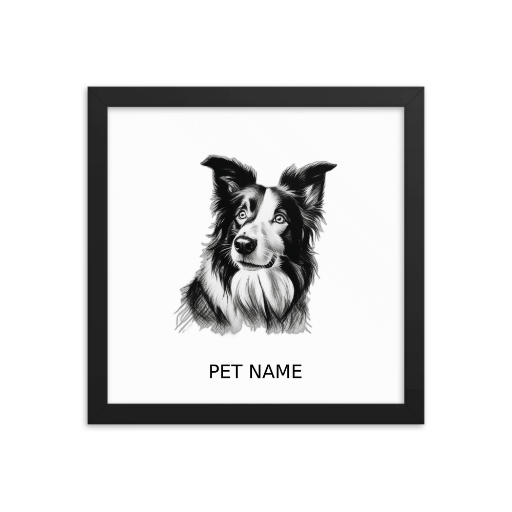 PugMug Custom Border Collie Framed Print with Your Pet’s Name
