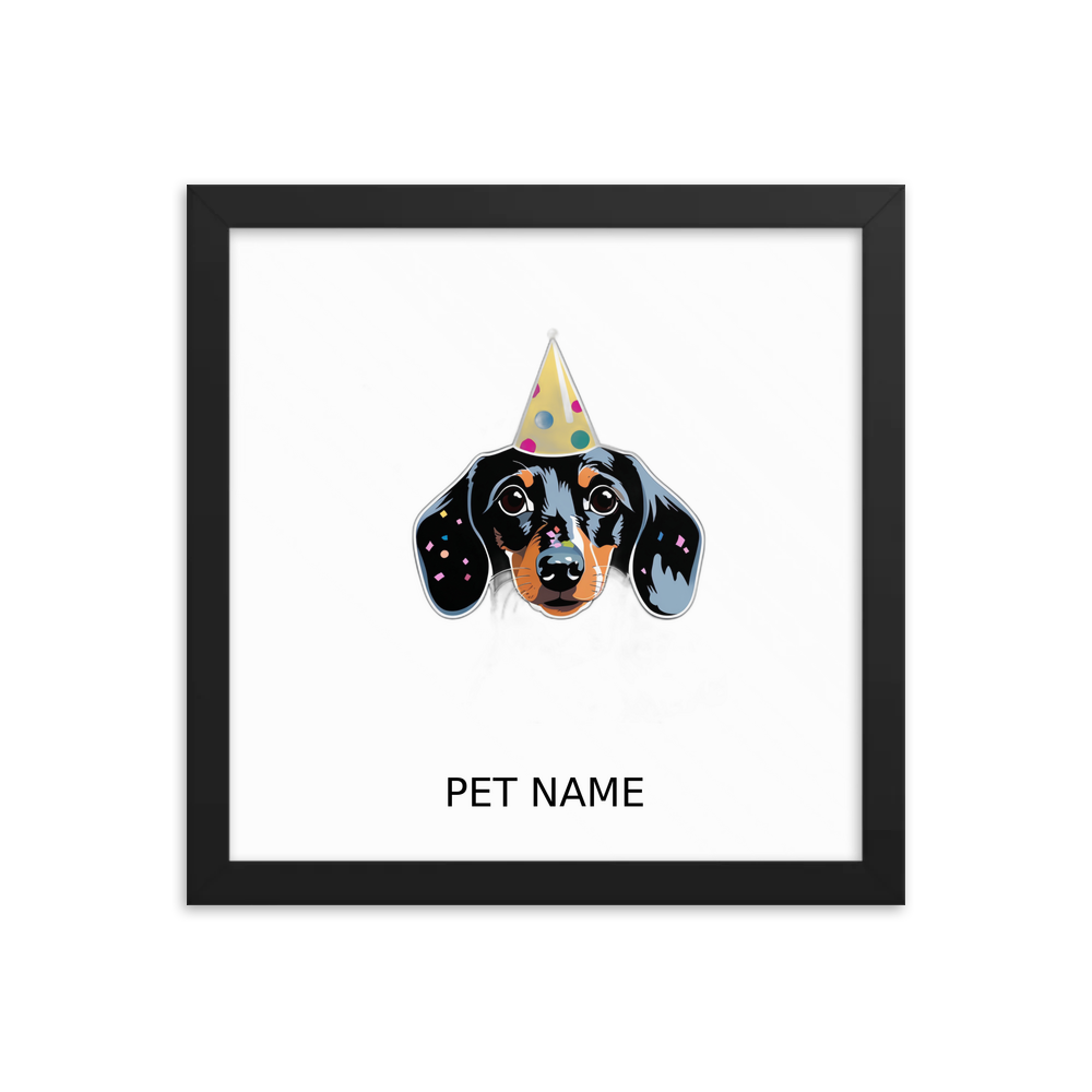 PugMug Custom Black Dachshund Framed Print with Your Pet’s Name