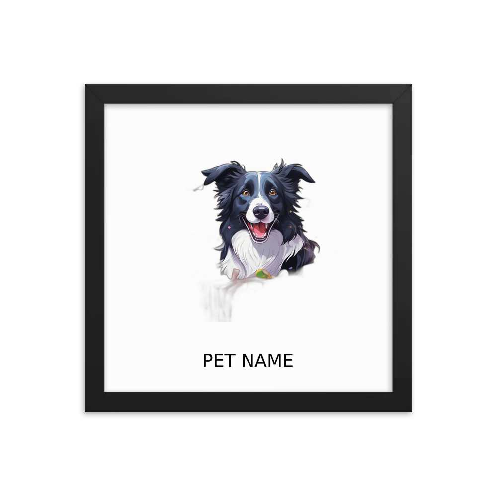 PugMug Custom Border Collie Framed Print with Your Pet’s Name