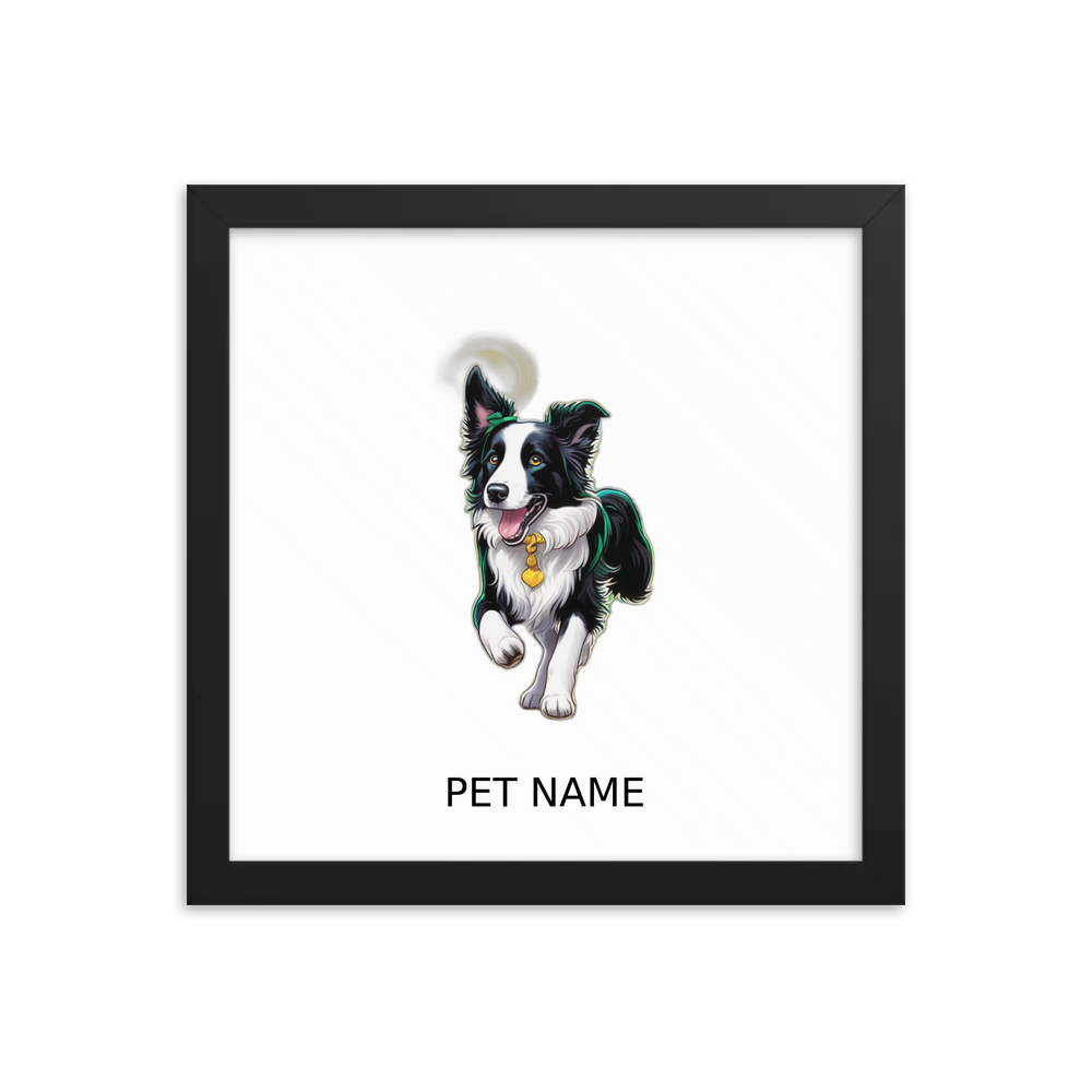 PugMug Custom Border Collie Framed Print with Your Pet’s Name