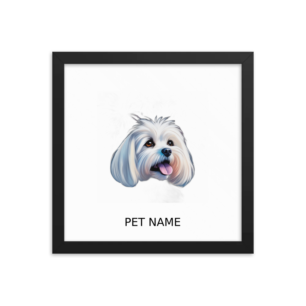 PugMug Custom Maltese Dog Framed Print with Your Pet’s Name