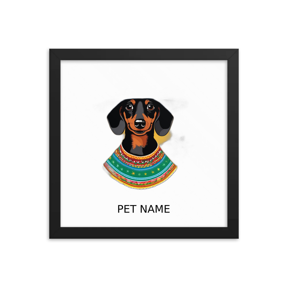 PugMug Custom Black Dachshund Framed Print with Your Pet’s Name