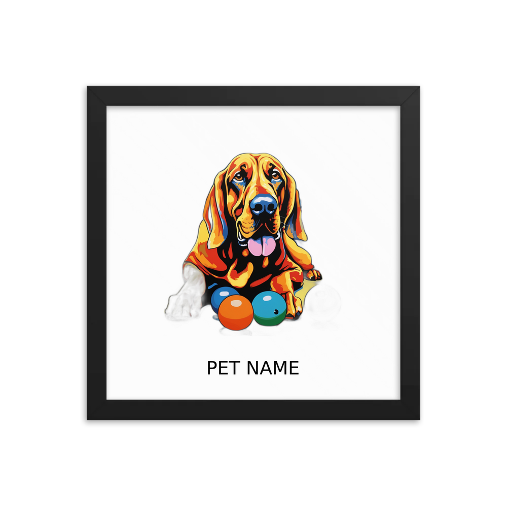 PugMug Custom Bloodhound Framed Print with Your Pet’s Name