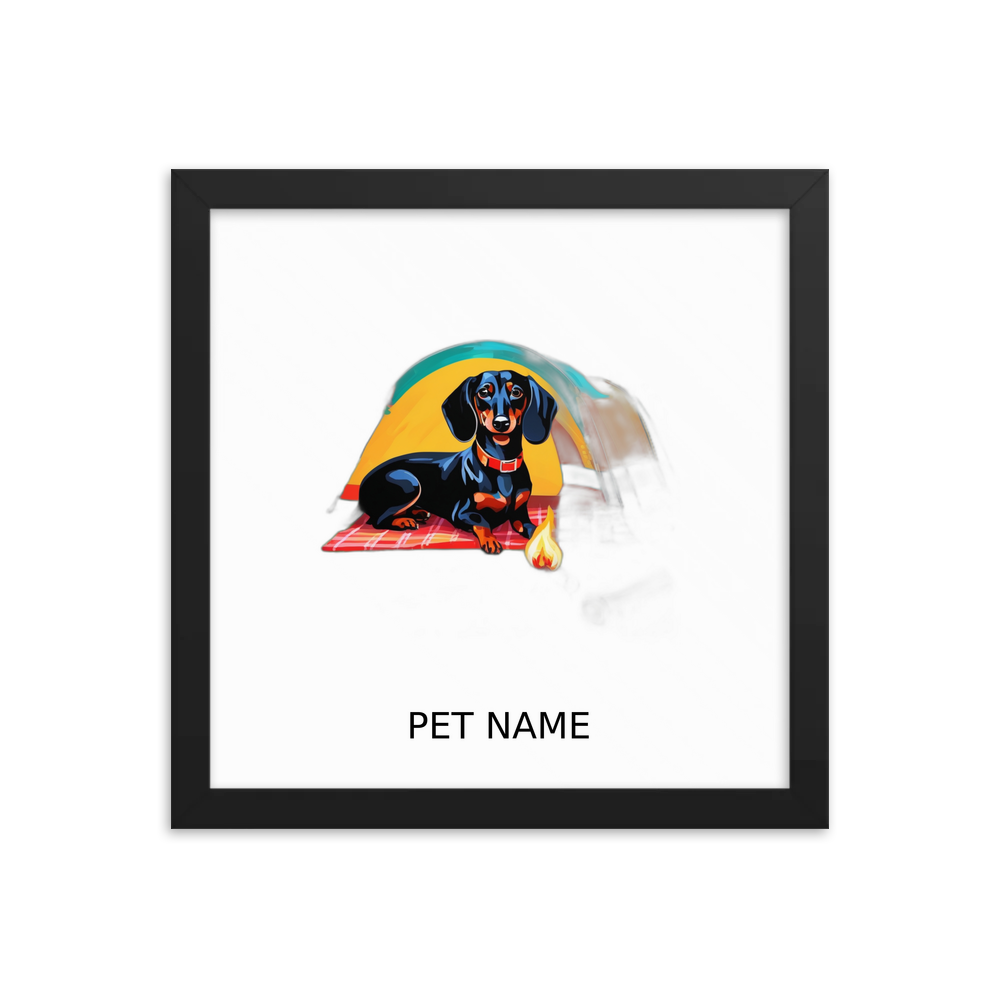 PugMug Custom Black Dachshund Framed Print with Your Pet’s Name