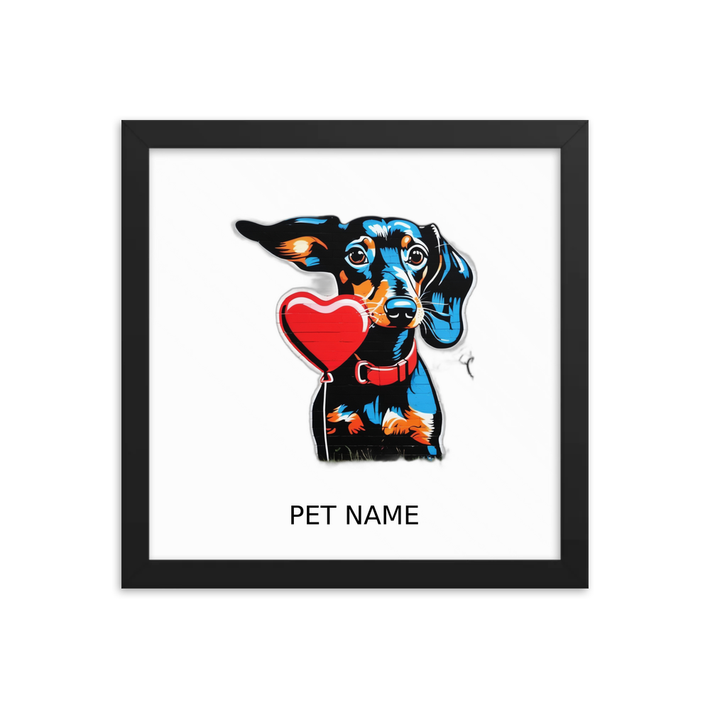 PugMug Custom Black Dachshund Framed Print with Your Pet’s Name