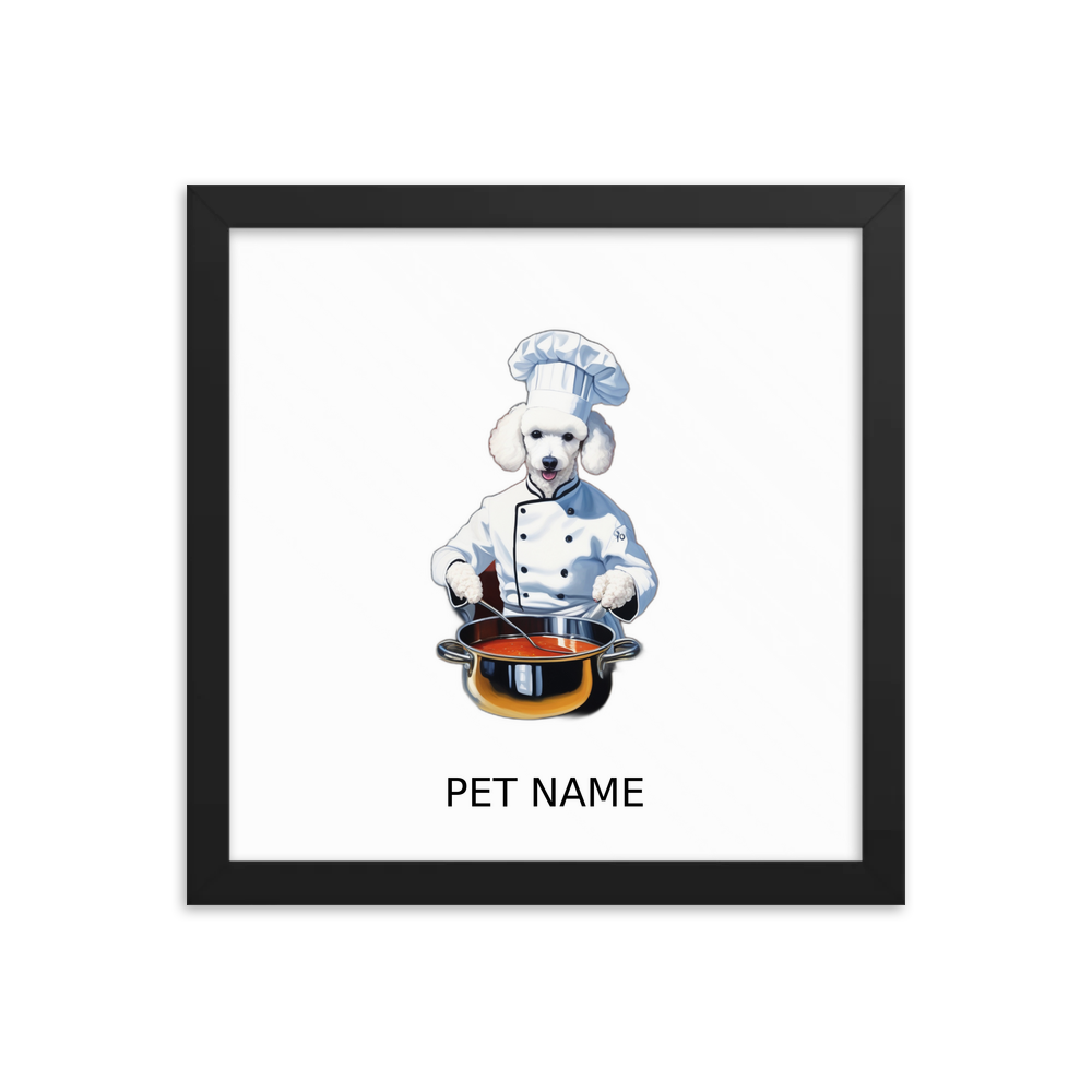 PugMug Custom White Poodle Framed Print with Your Pet’s Name