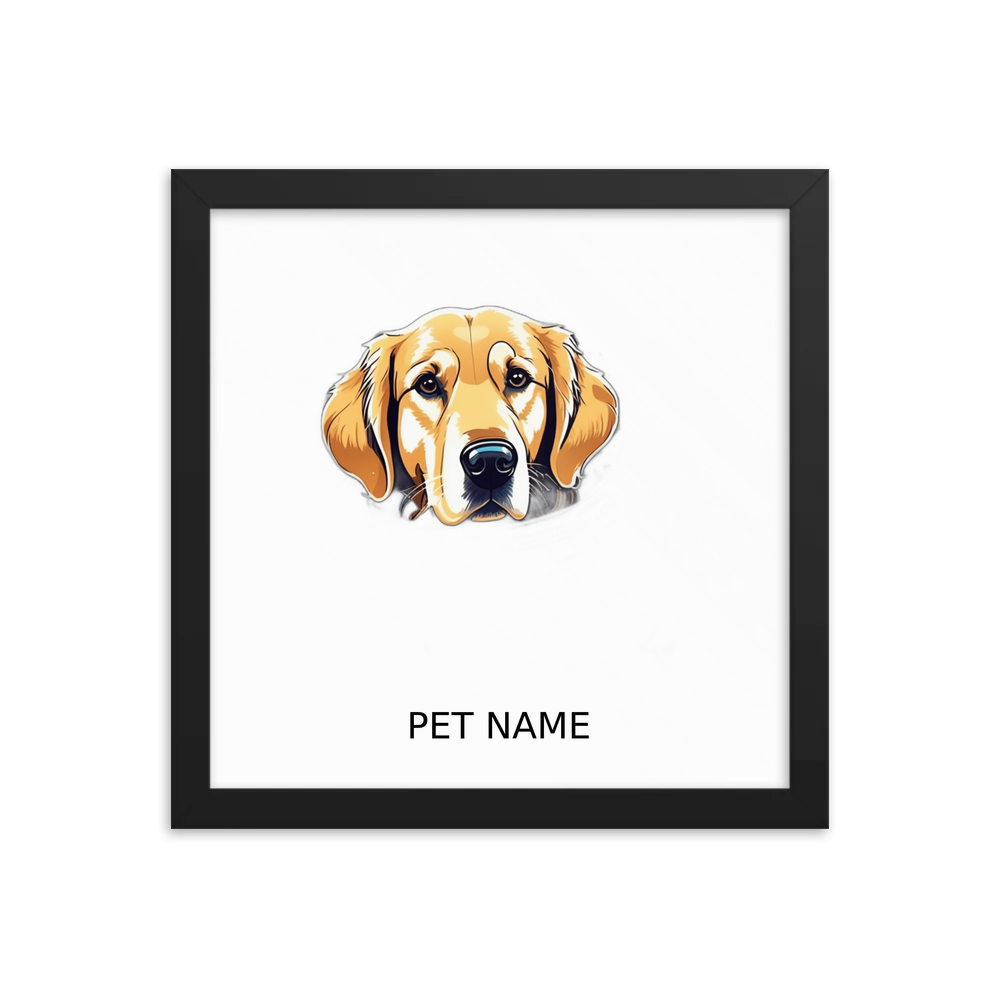 PugMug Custom Golden Retriever Framed Print with Your Pet’s Name