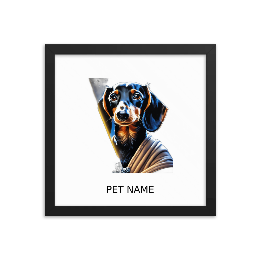 PugMug Custom Black Dachshund Framed Print with Your Pet’s Name