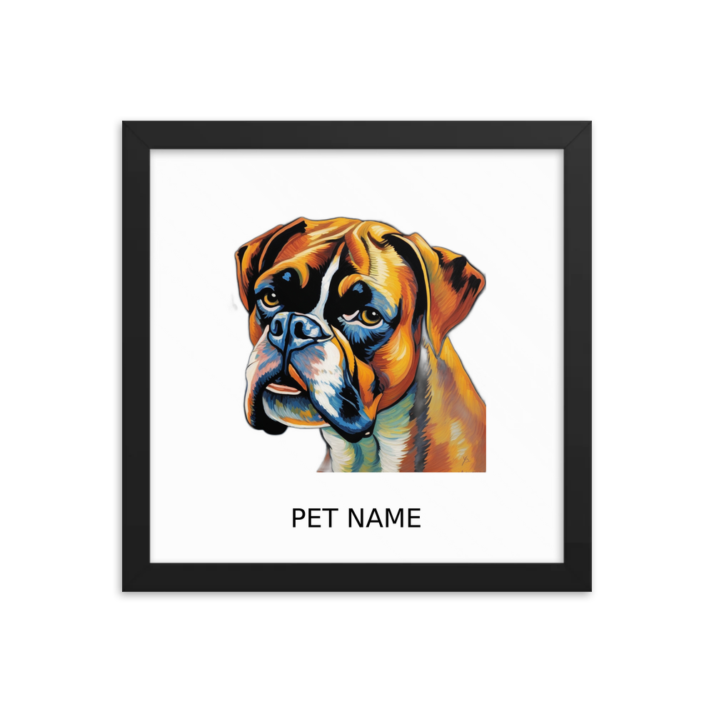 PugMug Custom Boxer Dog Framed Print with Your Pet’s Name
