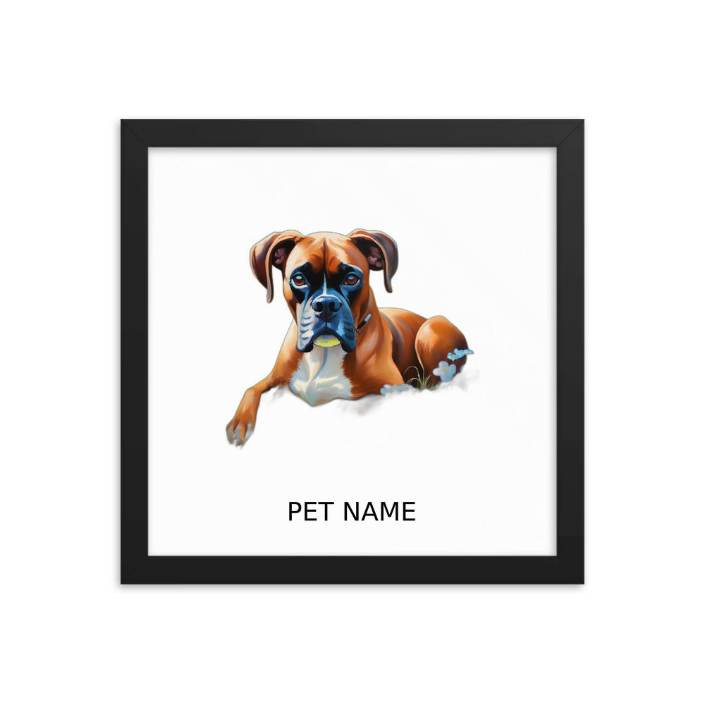 PugMug Custom Boxer Dog Framed Print with Your Pet’s Name
