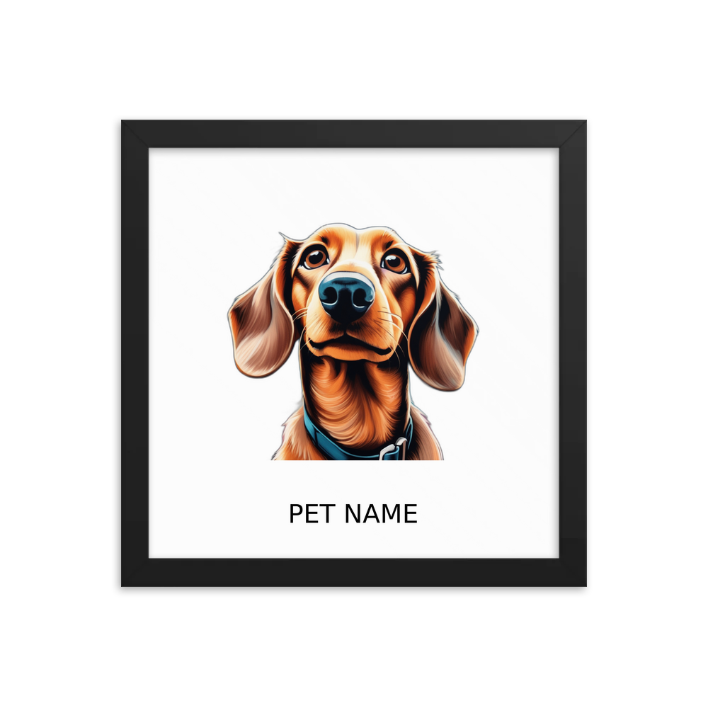 PugMug Custom Tan Dachshund Framed Print with Your Pet’s Name