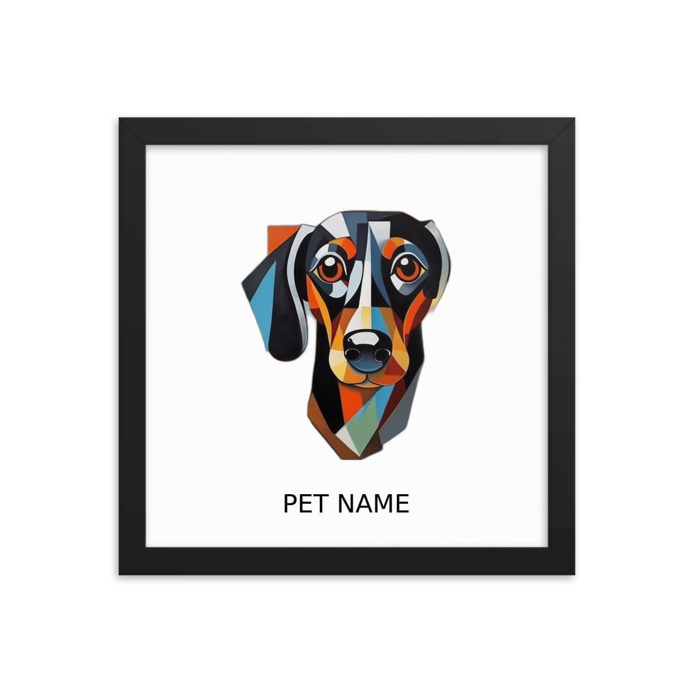 PugMug Custom Black Dachshund Framed Print with Your Pet’s Name
