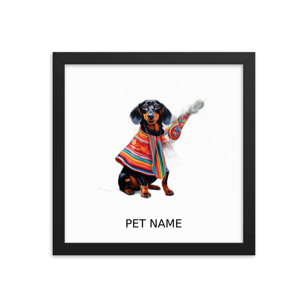 PugMug Custom Black Dachshund Framed Print with Your Pet’s Name