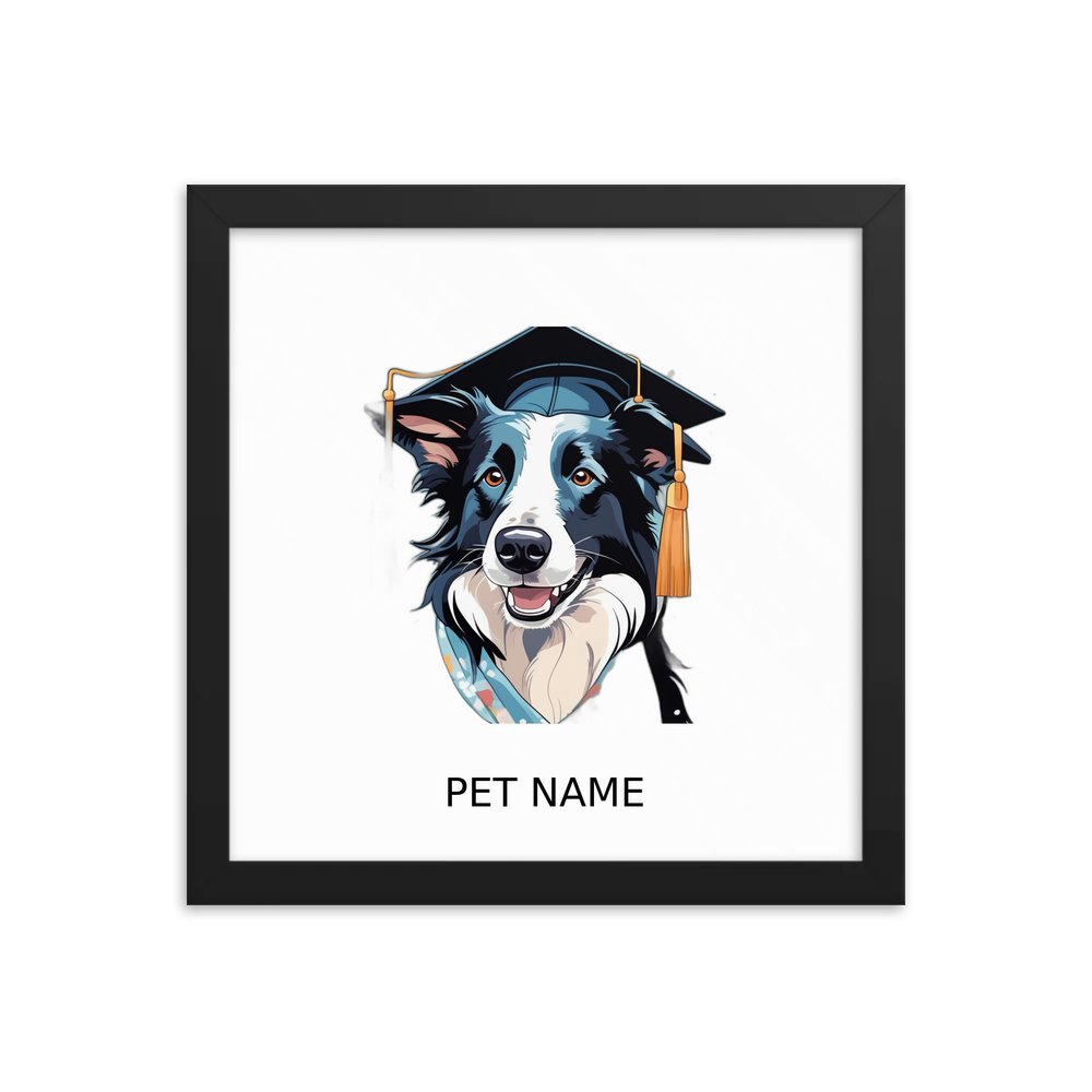 PugMug Custom Border Collie Framed Print with Your Pet’s Name