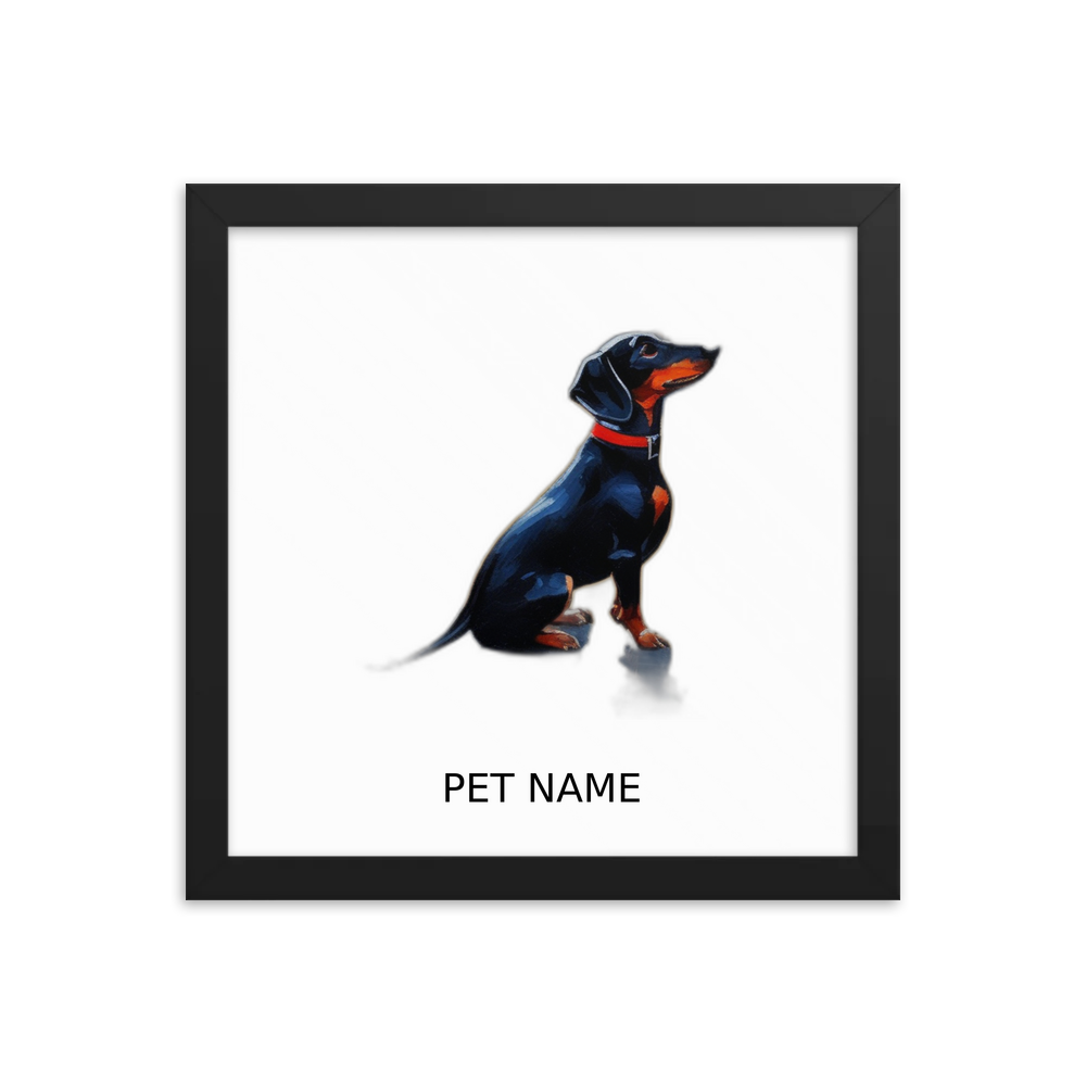 PugMug Custom Black Dachshund Framed Print with Your Pet’s Name