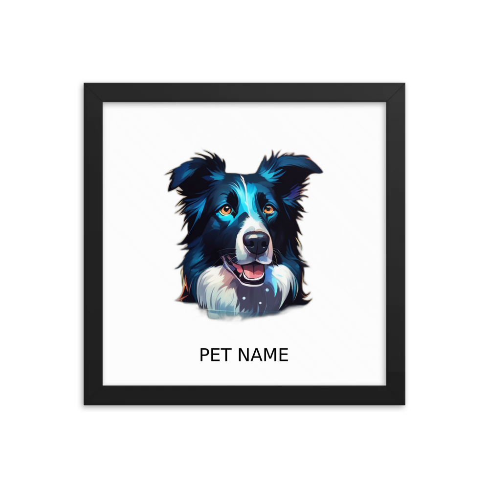 PugMug Custom Border Collie Framed Print with Your Pet’s Name