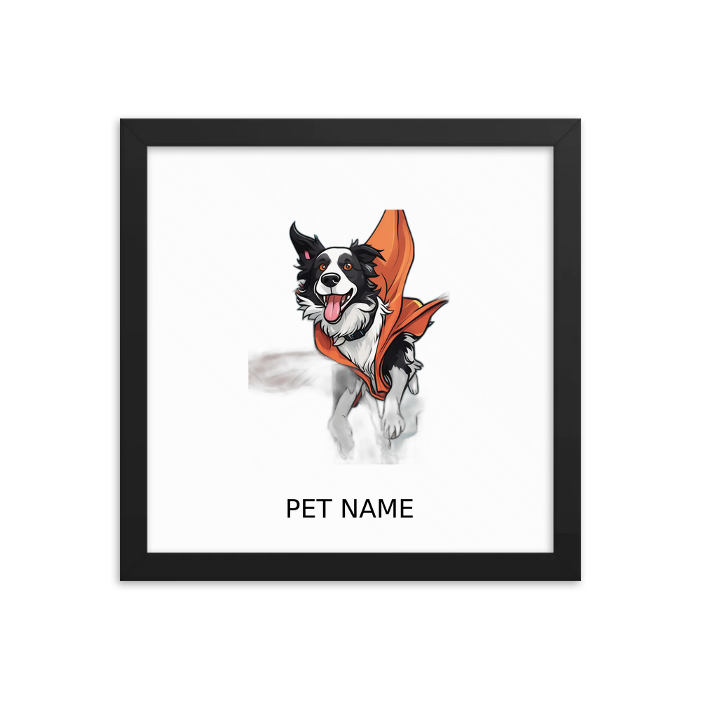 PugMug Custom Border Collie Framed Print with Your Pet’s Name