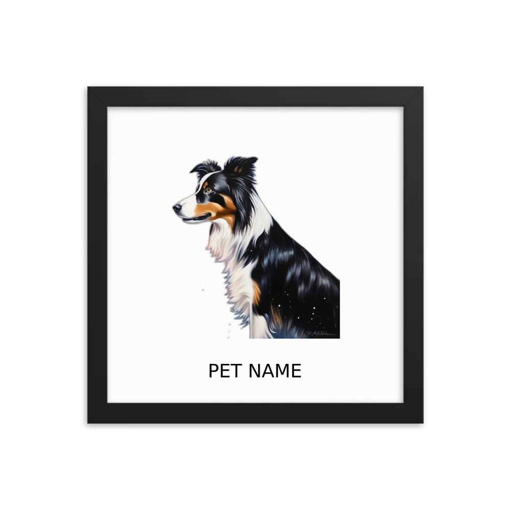 PugMug Custom Border Collie Framed Print with Your Pet’s Name