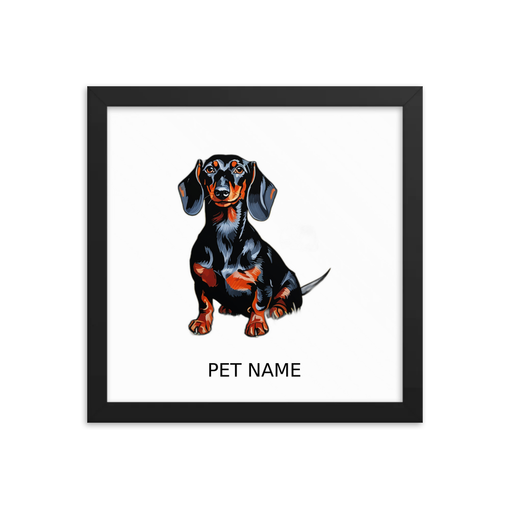 PugMug Custom Black Dachshund Framed Print with Your Pet’s Name