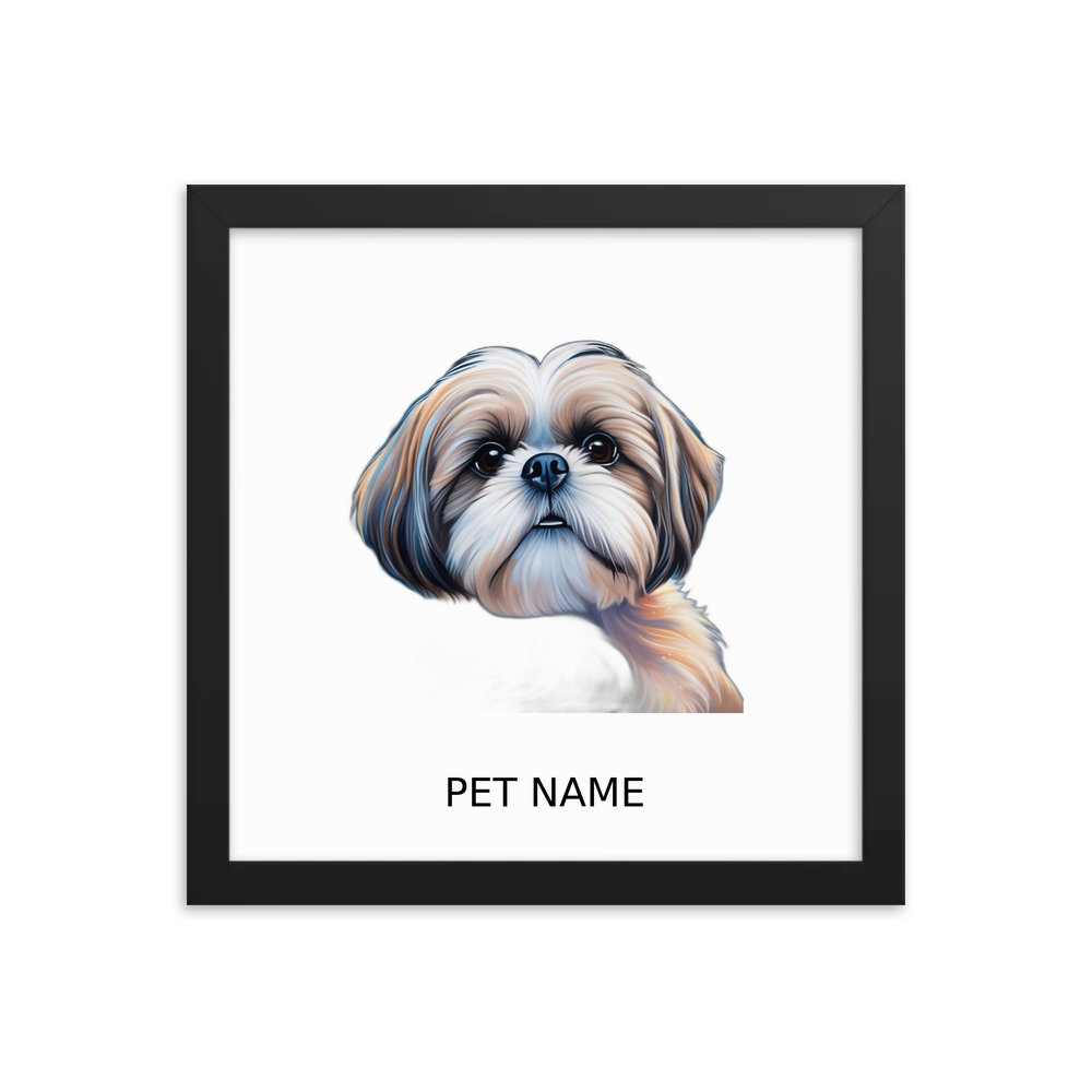 PugMug Custom Shih Tzu Framed Print with Your Pet’s Name