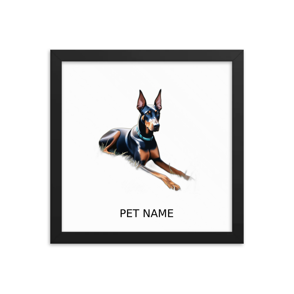 PugMug Custom Doberman Pinscher Framed Print with Your Pet’s Name