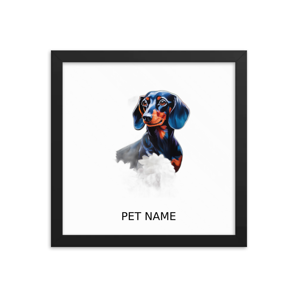 PugMug Custom Black Dachshund Framed Print with Your Pet’s Name