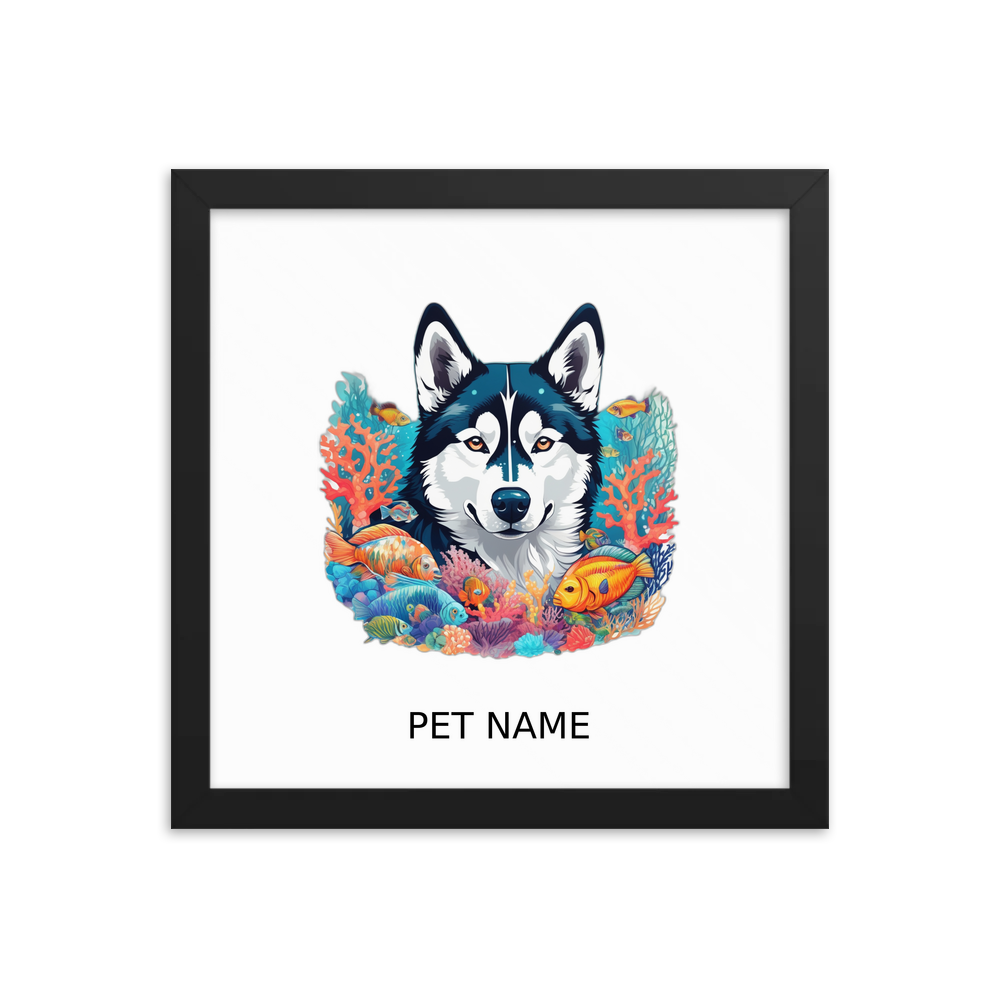 PugMug Custom Siberian Husky Framed Print with Your Pet’s Name